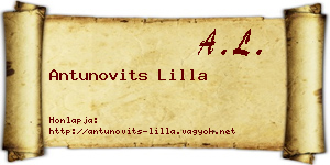 Antunovits Lilla névjegykártya